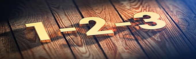 The Digits "1-2-3" Is Lined With Gold Letters On Wooden Planks. 3D Illustration Pic